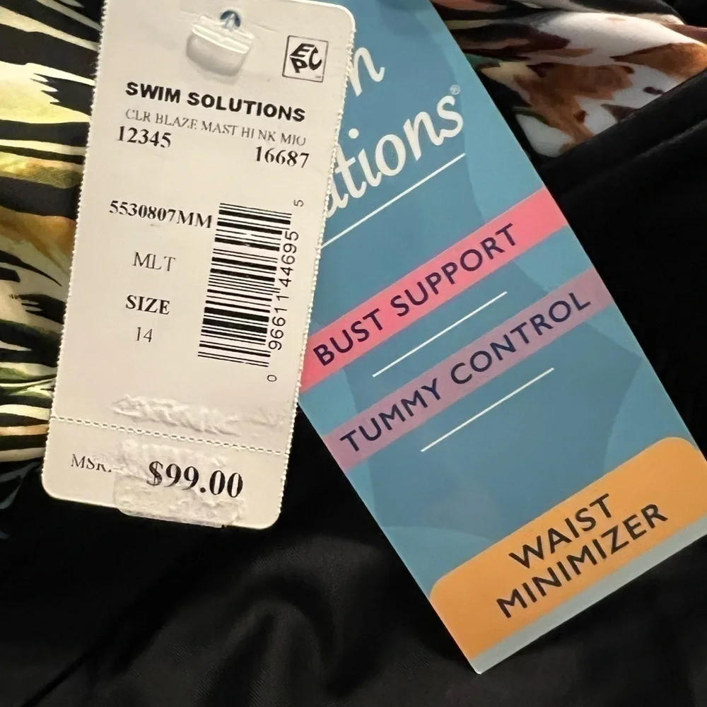 Swim Solutions Black Multi High-Neck One-Piece Swimsuit - Picture 7 of 11